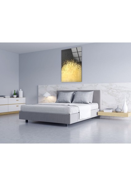 Sari Siyah Soyut Temperli Cam Duvar Tablosu modelleri