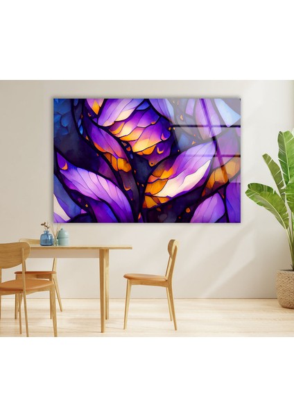 Mor Soyut Temperli Cam Duvar Tablosu fırsatları