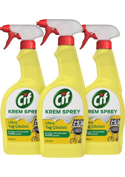 Krem Sprey Limon Ultra Yağ Çözücü Yüzey Temizleyici 750 ml X3