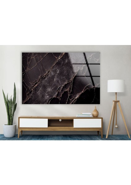 Siyah Mermer Desenli Temperli Cam Duvar Tablosu modelleri