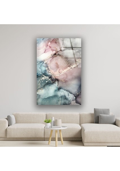 Pembe Gri Mermer Desenli Temperli Cam Duvar Tablosu fiyatları