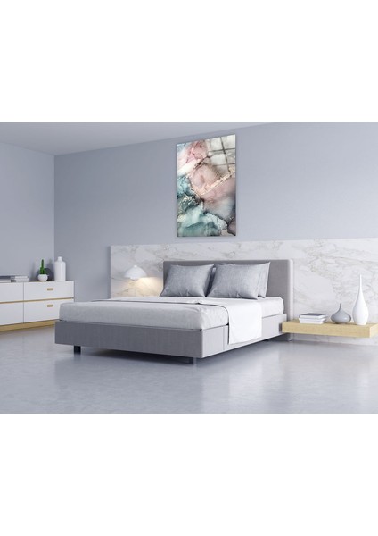 Pembe Gri Mermer Desenli Temperli Cam Duvar Tablosu modelleri