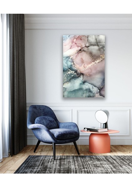 Pembe Gri Mermer Desenli Temperli Cam Duvar Tablosu indirimleri