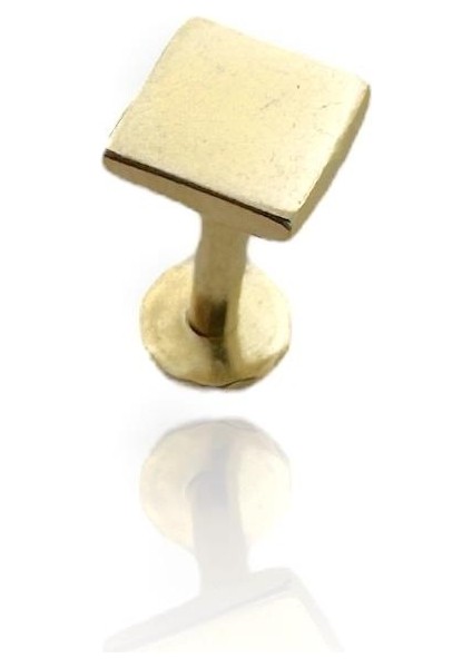 Taşsız Minik Kare Tragus Küpe 14 Ayar Altın