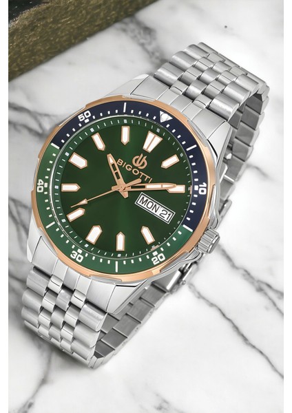 Fonksiyon Erkek Kol Saati Gümüş-Yeşil Renk BG.1.10320.4 Çelik Kasa&kordon+Bileklik Hediye ZMB012 fiyatları