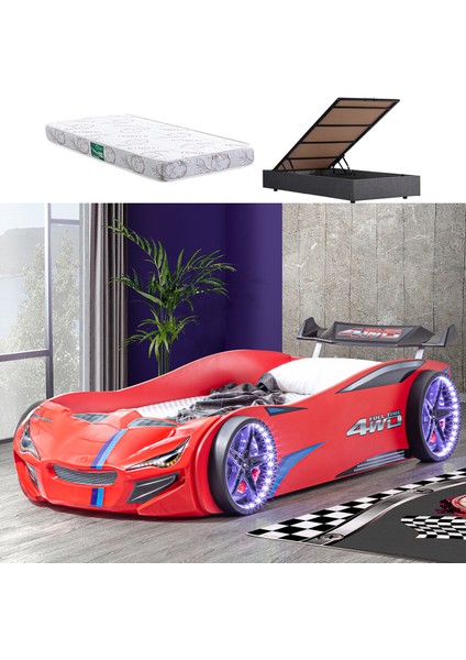 Merso Rüzgarlıklı Mdf Bazalı Full Ledli Arabalı Yatak + 1 Adet Comfort Yatak