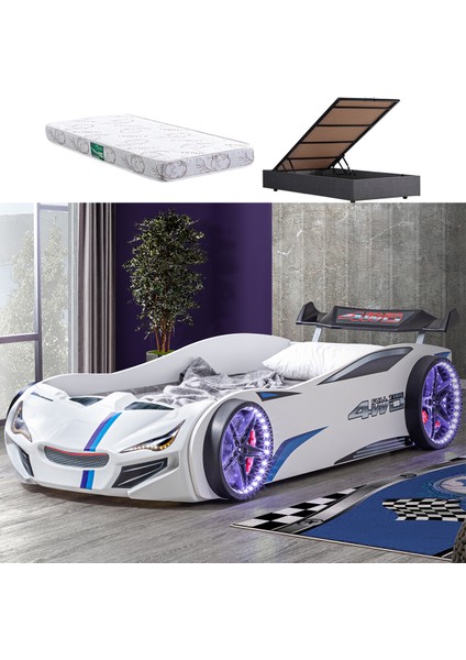 Merso Rüzgarlıklı Mdf Bazalı Full Ledli Arabalı Yatak + 1 Adet Comfort Yatak