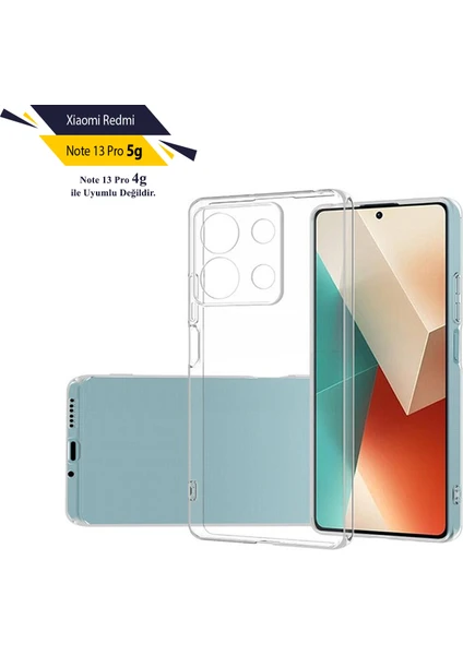 Case 4u Xiaomi Redmi Note 13 Pro 5g Kılıf Kamera Korumalı Yumuşak Silikon Şeffaf