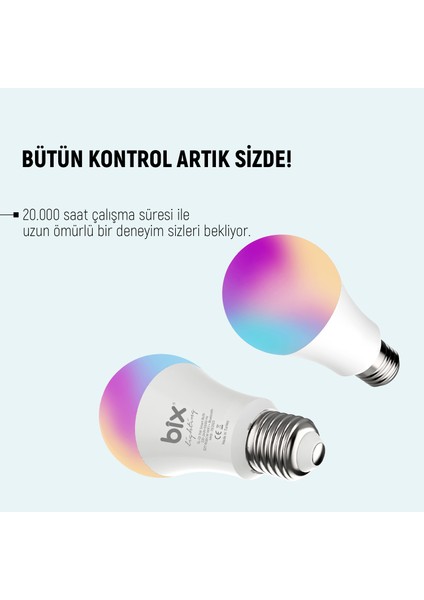 SL-02 Aura Çok Renkli 11W RGB WiFi-Bluetooth Uzaktan Kontrollü Akıllı Ampul