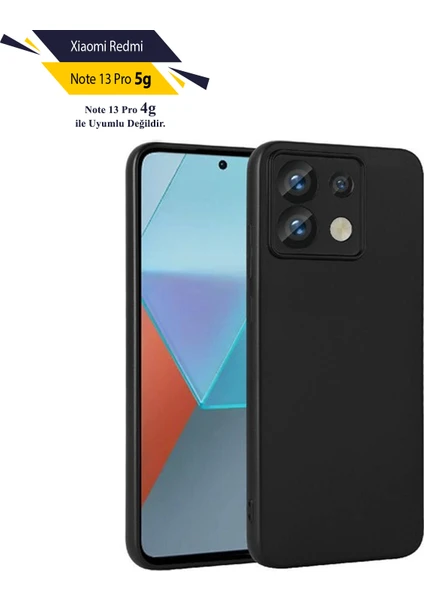 Case 4u Xiaomi Redmi Note 13 Pro 5G Kılıf Kamera Korumalı Klasik Mat Renkli Yumuşak Premier Silikon Siyah