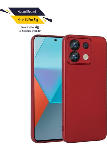 Xiaomi Redmi Note 13 Pro 5G Kılıf Kamera Korumalı Klasik Mat Renkli Yumuşak Premier Silikon Kırmızı