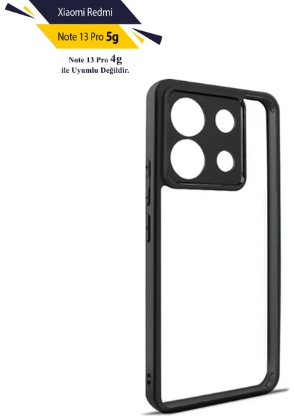 Case 4u Xiaomi Redmi Note 13 Pro 5g Kılıf Kamera Korumalı Şeffaf Arka Yüzey New Roll Kapak Siyah