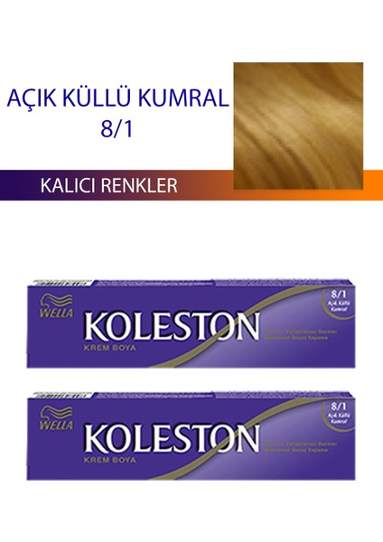 Wella Koleston 2 Adet Single Tüp Boya Saç Boyası Açık Küllü Kumral 8/1