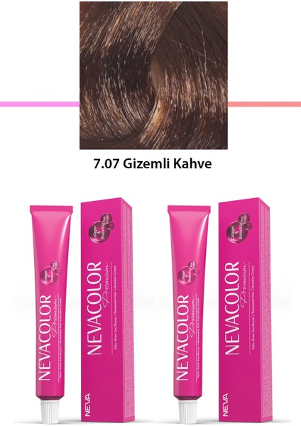 2 Li Set Premium 7.07 Gizemli Kahve - Kalıcı Krem Saç Boyası 2 x 50 G Tüp