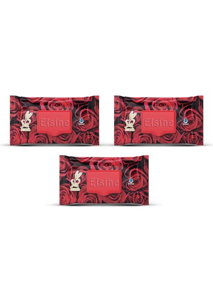 3 Paket Red Rose Islak Havlu Mendil 90 Adet Kapaklı Gül Kokulu