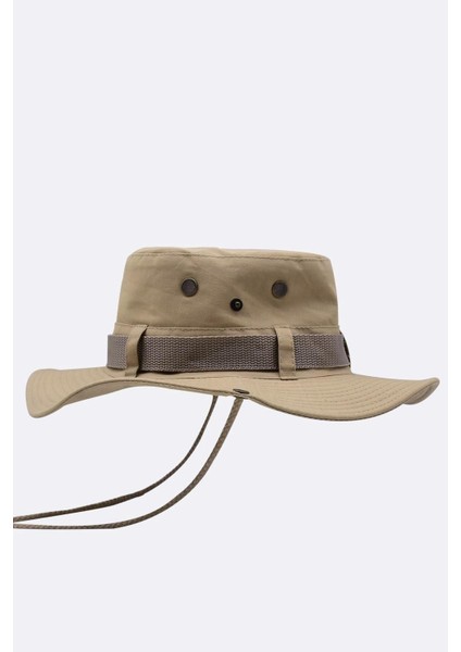 Bej Outdoor Şapka Uv Korumalı Bucket Safari Şapkası