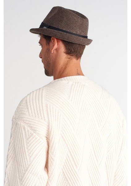 Erkek Bantlı Yün Fötr Şapka - Kahve fiyatları