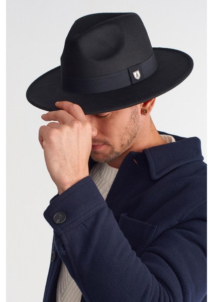 Erkek Ayarlanabilir Siyah Fedora Şapka