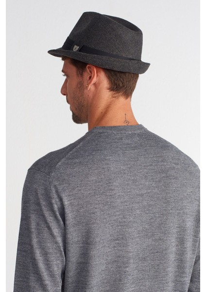 Erkek Bantlı Yün Fötr Şapka - Füme modelleri