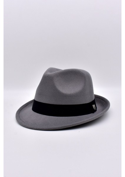 Erkek Gri Keçe Trilby Fötr Şapka