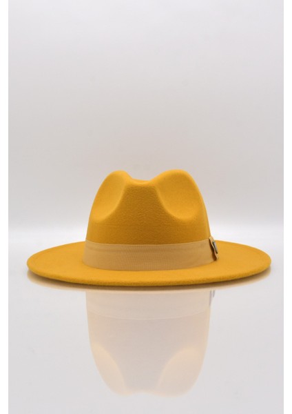 Erkek Sarı Fedora Fötr Panama Şapka