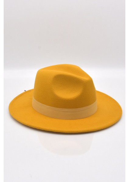 Erkek Sarı Fedora Fötr Panama Şapka