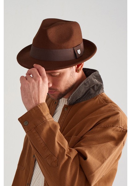 Erkek Kahve Keçe Trilby Fötr Şapka