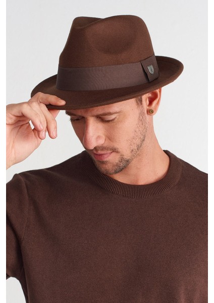 Erkek Kahve Keçe Trilby Fötr Şapka