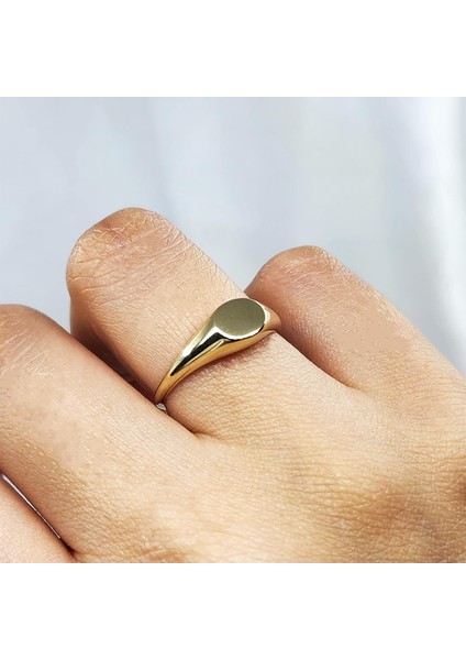FasekGold Minimal Tasarım Oval Şövalye 925 Ayar Gümüş Yüzük