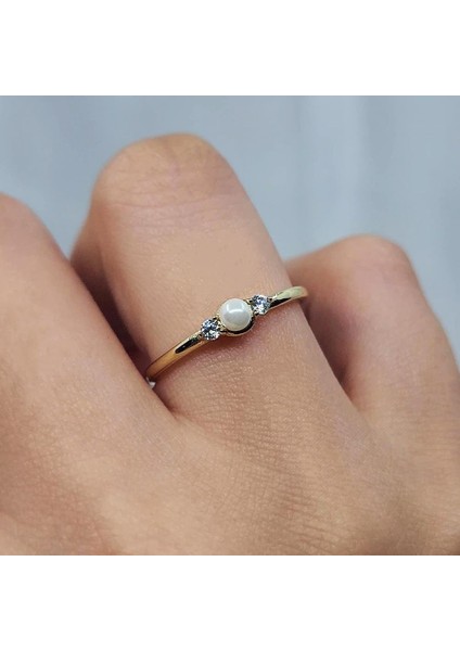 Gümüş Yüzük - İnci Tanem Minimal Tarz Tasarım 925 Ayar Gümüş Yüzük