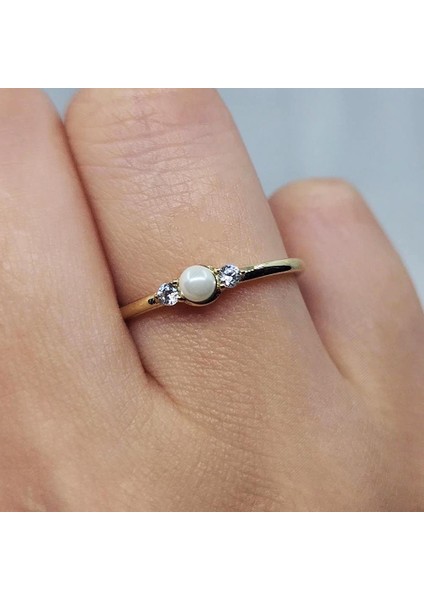 Gümüş Yüzük - İnci Tanem Minimal Tarz Tasarım 925 Ayar Gümüş Yüzük indirimleri
