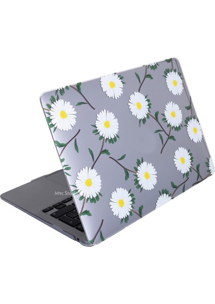 Macbook Air Kılıf 13.6 inç M2-M3, Flower-01NL (TouchID'li Air M2-M3 13.6") A2681 A3113 ile Uyumlu