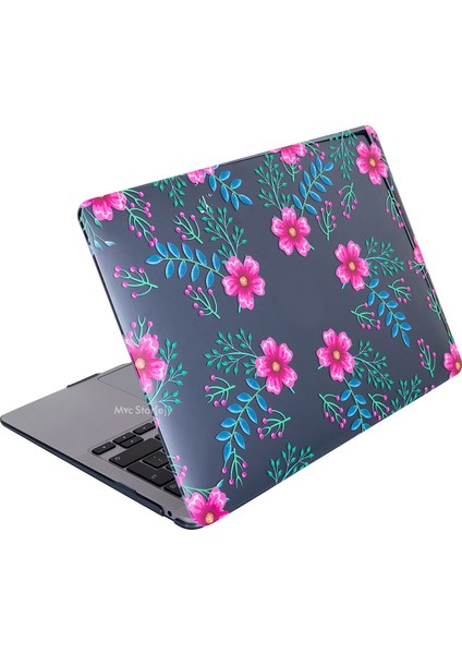 Macbook Air Kılıf 13.6 inç M2-M3, Flower-01NL (TouchID'li Air M2-M3 13.6") A2681 A3113 ile Uyumlu