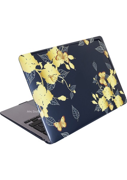 Macbook Air Kılıf 13.6 inç M2-M3, Flower-01NL (TouchID'li Air M2-M3 13.6") A2681 A3113 ile Uyumlu