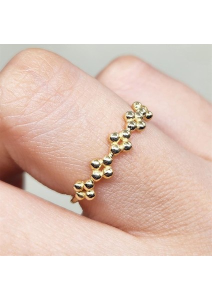 Taşsız Altın Yüzük - 14 Ayar Altın Minimal Top Top Eklem Yüzüğü - Minimal Altın Yüzük modelleri