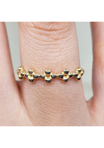 Taşsız Altın Yüzük - 14 Ayar Altın Minimal Top Top Eklem Yüzüğü - Minimal Altın Yüzük indirimleri