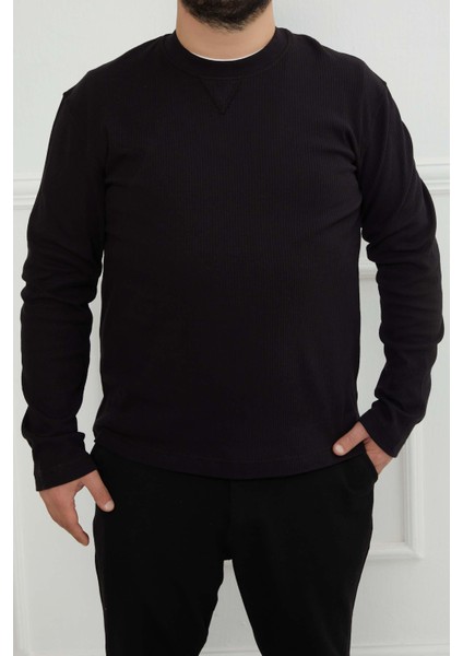 Hscstore Erkek Basic Siyah Sweatshirt - 2816