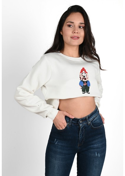 Kadın Baskılı Sweatshirt 1636-24 indirimleri