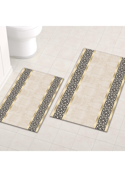 Yıkanabilir Dijital Baskılı Banyo Paspası Seti Kaymaz Taban Klozet Takımı