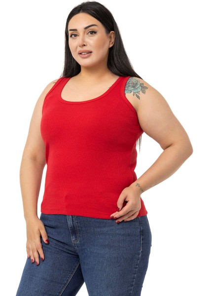 Büyük Beden Askılı Fitilli Kaşkorse Kırmızı Body fırsatları