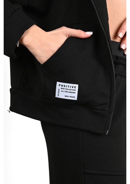 Kadın Cepli Eşofman Takımı Kapüşon Detaylı Pamuk Konforlu ve Şık fırsatları