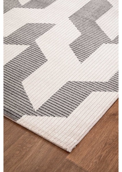 Elmina Beyaz Açık Gri Halı Yumuşak Oturma Odası Salon Çocuk Odası Mutfak Halısı F0282 120 x 180 fırsatları