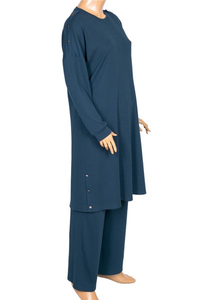 Kadın Benan Fitili Düğmeli Spor Petrol Tunik Pantolon Takım fiyatları