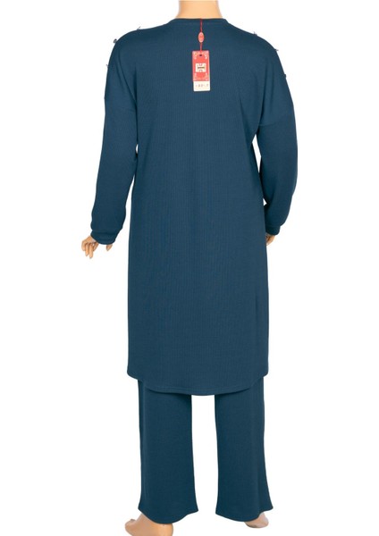 Kadın Benan Fitili Düğmeli Spor Petrol Tunik Pantolon Takım fırsatları