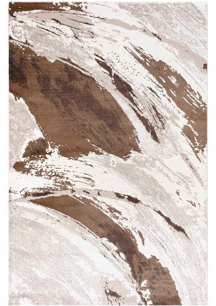 Bafra Beyaz Kahverengi Halı Yumuşak Oturma Odası Salon Çocuk Odası Mutfak Halısı P1197 80 x 150