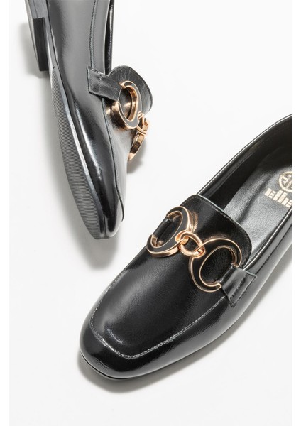 Siyah Deri Kadın Loafer modelleri