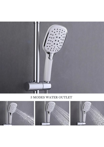 3 Mod Tip C Stili Krom Lehçe Duş Başlığı Başlığı 150 cm Paslanmaz Çelik Duş Hortumu Ayarlanabilir Abs Braketi Duvara Montaj El Duş Aksesuarları (Yurt Dışından)