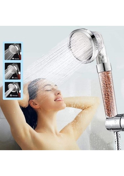 Beyaz D Tipi Tarzı 3 Mod Banyo Duş Ayarlanabilir Jeti Duş Başlığı Yüksek Basınç Tasarruflu Su Banyo Anyon Filtresi Duş Spa Memesi (Yurt Dışından)