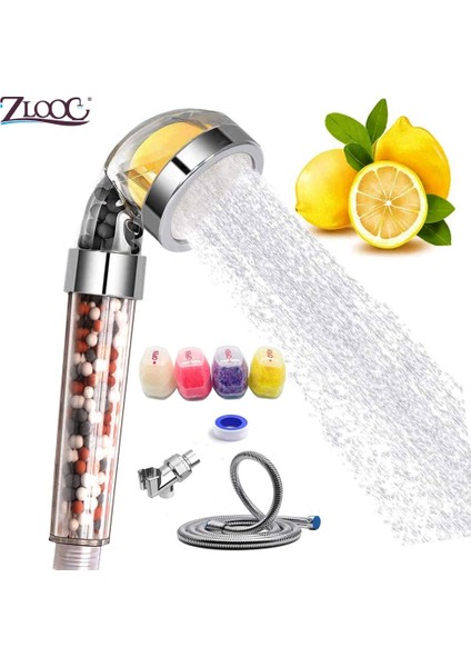 Resim Stili Olarak Zloog Biyo-Aktif Taşlar Banyo Duş Başlıkları C Vitamini Limon Aroma Filtresi Duş Yüksek Basınçlı Serpin El Spa Duş Başlığı (Yurt Dışından)
