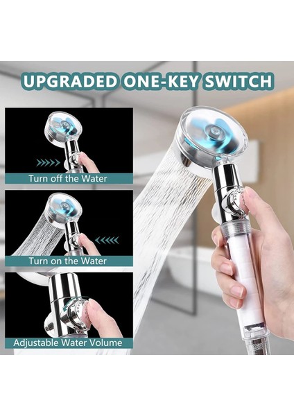 TOUMING07 4 Parça Tarzı Vıloyı Duş Başlığı Su Tasarrufu Yüksek Basınçlı El Turbo Pervane Duş Başlığı Ayarlanabilir Su Akışı Banyo Filtre Memesi (Yurt Dışından) modelleri